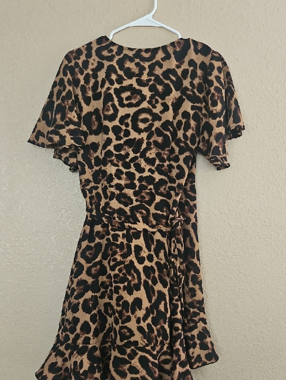 SHEIN Leopard Print Wrap Midi Dress - Brown & Black - Picture 3 of 3